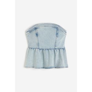 Top tip bustiera din denim cu peplum