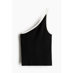 Rib-knit one-shoulder top