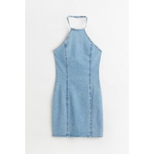 Rochie de denim cu bretea la gat