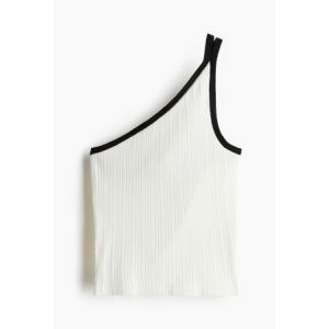 Rib-knit one-shoulder top