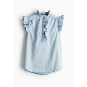 Bluza din denim cu volane la maneci