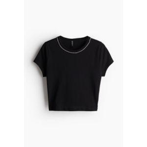 Tricou cropped cu ornamente