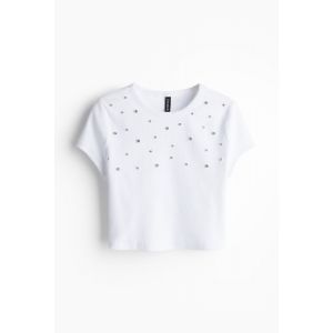 Tricou cropped cu ornamente