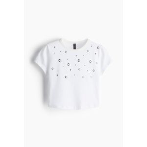 Tricou cropped cu ornamente