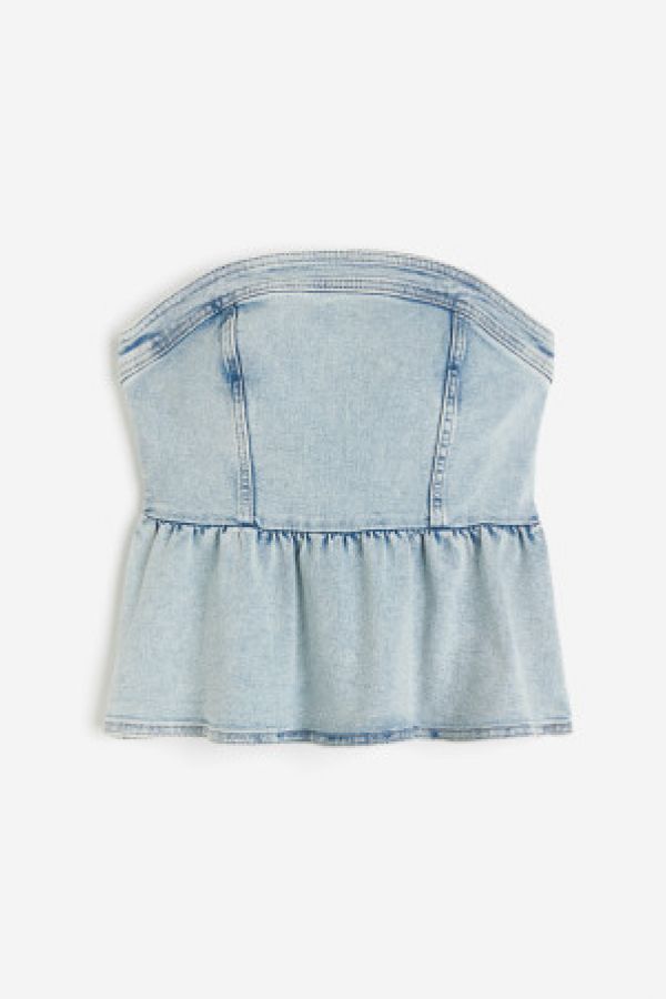  Top tip bustiera din denim cu peplum