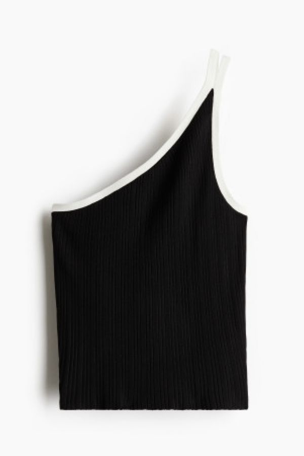  Rib-knit one-shoulder top