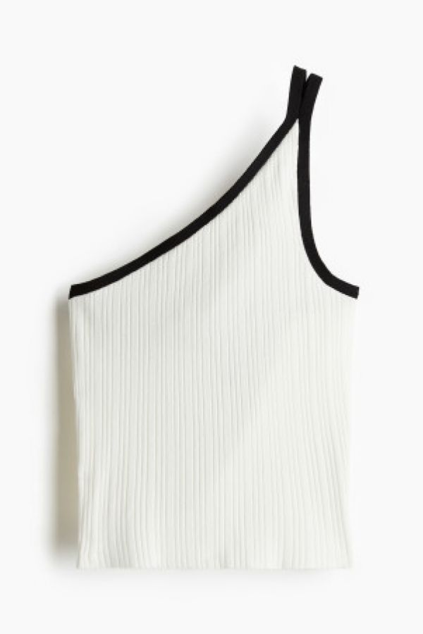  Rib-knit one-shoulder top