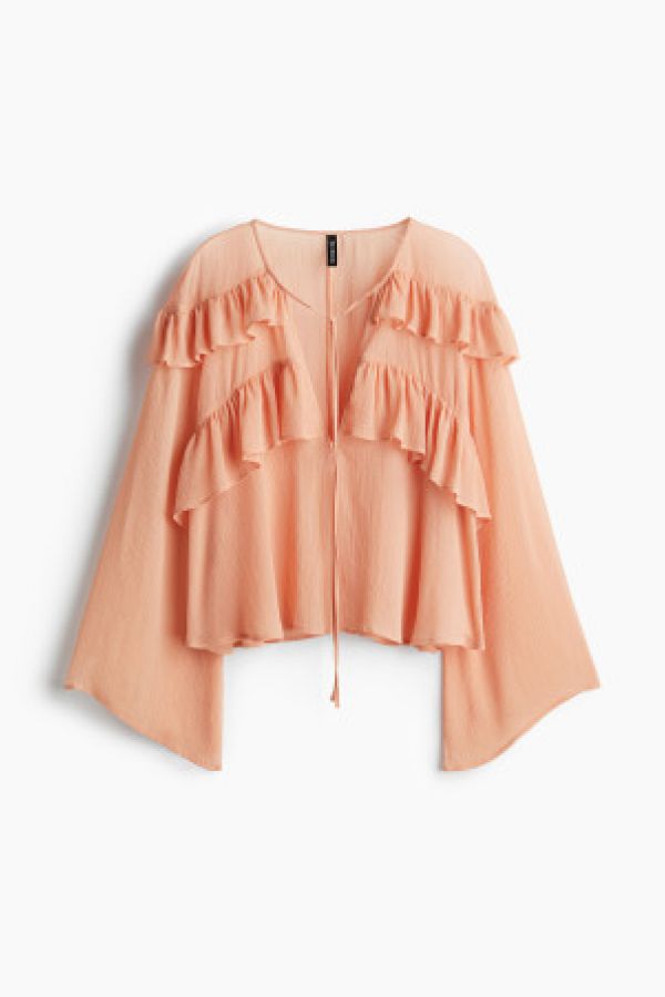  Crinkled frill-trimmed blouse